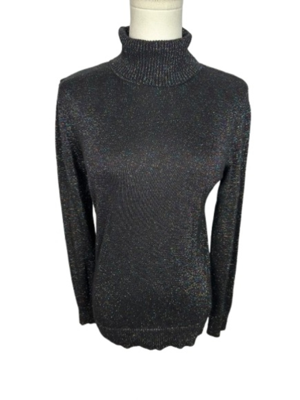 Joseph A Black Metallic Turtleneck Sweater
